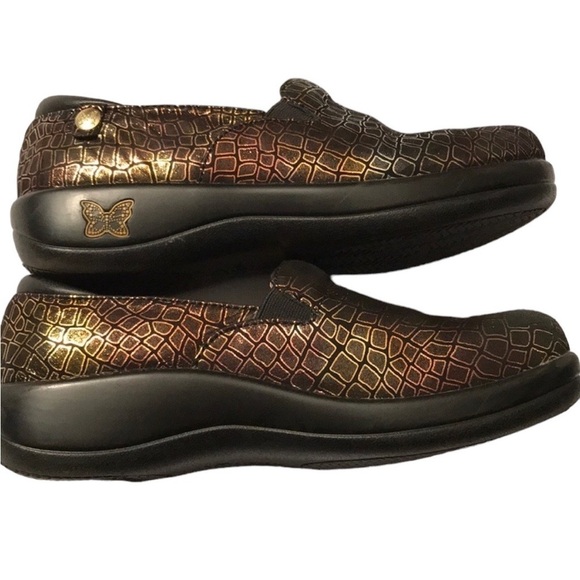 ALEGRIA Keli Fancy Giraffe Gold / Black Clogs Size 39 NEW WITHOUT BOX - Picture 1 of 12